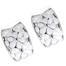 Enamel Flower Ear Stud Shiny Silver Stone Hook Earrings