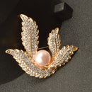 Elegant Leaf Brooch Jewellery Gold Crystal Rhinestone Faux Pearl Brooch Pin for Women