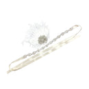 White Feather Silver Flapper Headband 1920s 30s Fancy Dress Bridal Hairband
