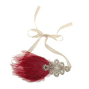 Bride1920s Pink Feather Fascinator Crystal Hair Band Headband Headpiece for Women Party