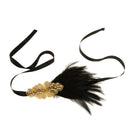Vintage Bride1920s Black Feather Fascinator Crystal Hair Band Headband Headpiece for Women Party