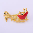 Gold Christmas Cart Shape Women Jewelry Clothing Suit Accessory Brooch Pin