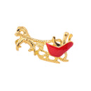 Gold Christmas Cart Shape Women Jewelry Clothing Suit Accessory Brooch Pin