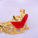 Gold Christmas Cart Shape Women Jewelry Clothing Suit Accessory Brooch Pin
