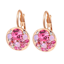 Women Jewellry Crystal Rose Gold Round Pink Rhinestone Cube Stud Earrings