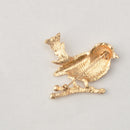Antique Gold Crystal Bird Animal Brooch Pin Jewelry Gift for Men Women Kids