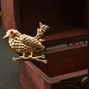Antique Gold Crystal Bird Animal Brooch Pin Jewelry Gift for Men Women Kids