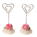 Pack of 2 Romantic Rose Flower Table Marker Holder Place Card Clip Wedding Favor