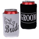 2pcs Bride Groom Stubby Beer Can Cooler Beverage Sleeve Holder Wedding Party