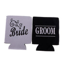 2pcs Bride Groom Stubby Beer Can Cooler Beverage Sleeve Holder Wedding Party