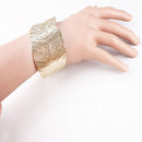 Women Fashion Gold Leaves Bangle Punk Cuff Bracelet Wristband Band Jewelry Gift