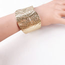 Women Fashion Gold Leaves Bangle Punk Cuff Bracelet Wristband Band Jewelry Gift