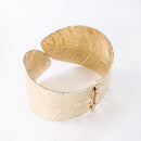 Women Fashion Gold Leaves Bangle Punk Cuff Bracelet Wristband Band Jewelry Gift
