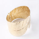 Women Fashion Gold Leaves Bangle Punk Cuff Bracelet Wristband Band Jewelry Gift