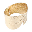 Women Fashion Gold Leaves Bangle Punk Cuff Bracelet Wristband Band Jewelry Gift