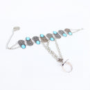 Boho Lady Jewelry Coins Tassel Antique Carved Flower Finger Bangle Bracelet