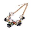 Elegant Crystal Rhinestone Flower Chain Necklace Gold Tone Women Jewelry