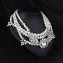 Elegant Multilayer Pearl Necklace Chain Sweater Crystal Choker Women Jewelry