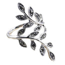 Vintage Punk Crystal Leaves Vine Long Finger Ring Jewelry Girl Women-Silver