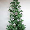 24pcs Mixed Christmas Party Ornaments Xmas Tree Hanging Decor Silver