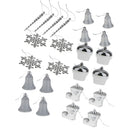 24pcs Mixed Christmas Party Ornaments Xmas Tree Hanging Decor Silver