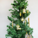 24pcs Mixed Styles Christmas Party Ornaments Xmas Tree Hanging Decor Gold