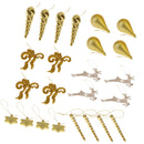 Lot of 24pcs Mixed Christmas Party Ornaments Xmas Tree Hanging Decor Gold