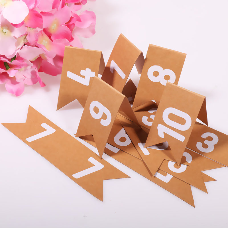 1-10 Numbers Place Cards Kraft Table Markers Wedding Home Party Supplier Pack of 10