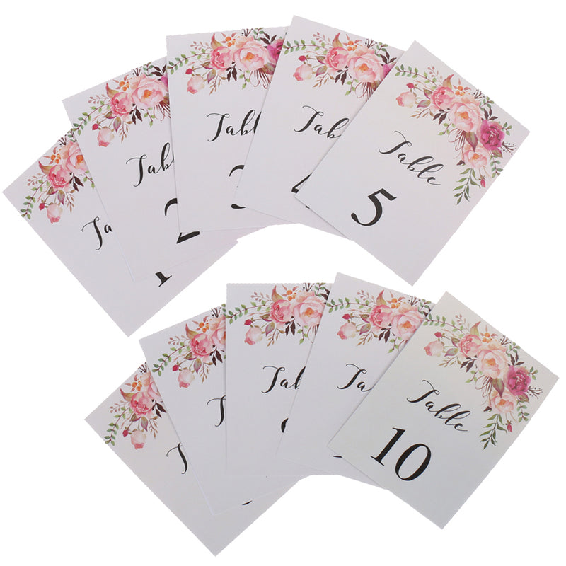 1-10 Numbers Place Cards Flower Decor Table Markers Wedding Ceremony Reception Supplier