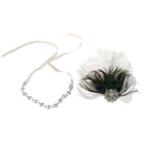 Vintage Crystal Rhinestone Peacock Feather Headband 1920s Women Headpieces