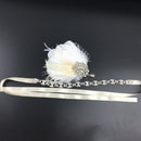Vintage Crystal Rhinestone White Feather Headband 1920s Women Headpieces