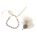 Vintage Crystal Rhinestone White Feather Headband 1920s Women Headpieces