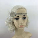 Diamante Feather 1920s Flapper Headpiece Headband Fancy Great Gatsby White
