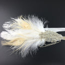 Diamante Feather 1920s Flapper Headpiece Headband Fancy Great Gatsby White