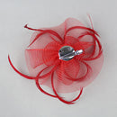 Women Girls Ladies Fashionable Flower Net Feather Fascinator Hat Cap Wedding Prom Party Headband Headpiece Head Accessory Red