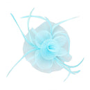 Women Girls Ladies Fashionable Feather Fascinator Hat Cap Wedding Prom Party Headband Headpiece Head Accessory Blue