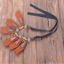 Ethnic Brown Leather Pendant Tassel Necklace Fabric Chain Boho Women Statement Jewelry