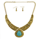 European Style Antique Gold Earrings Clavicle Necklace Women Jewelry Sets