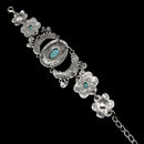 Ethnic Tribal Retro Silver Bracelet Women Jewelry Oval Turquoise Bead Bangle