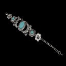 Ethnic Tribal Retro Silver Bracelet Women Jewelry Oval Turquoise Bead Bangle