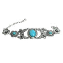 Ethnic Tribal Retro Silver Bracelet Women Jewelry Oval Turquoise Bead Bangle