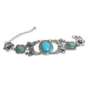 Ethnic Tribal Retro Silver Bracelet Women Jewelry Oval Turquoise Bead Bangle
