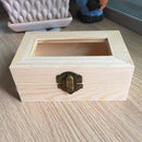 Unfinished Wooden Tool Jewelry Storage Box Glass Lid Chest Case Keepsake Gift