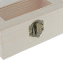 Unfinished Wooden Tool Jewelry Storage Box Glass Lid Chest Case Keepsake Gift