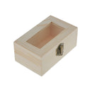 Unfinished Wooden Tool Jewelry Storage Box Glass Lid Chest Case Keepsake Gift