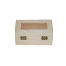 Unfinished Wooden Tool Jewelry Storage Box Glass Lid Chest Case Keepsake Gift