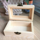 Unfinished Wooden Tool Jewelry Storage Box Glass Lid Chest Case Keepsake Gift