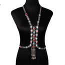 Vintage Boho Rhinestone Turquoise Long Chain Tassel Pendant Body Jewellery