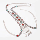 Vintage Boho Rhinestone Turquoise Long Chain Tassel Pendant Body Jewellery