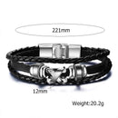 Men Women Black Leather Wristband Cuff Bangle Steampunk Charm Bracelet Gift